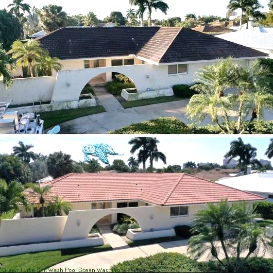 Picture of home here in Bonita Springs that has a cleaned pool cage and driveway.