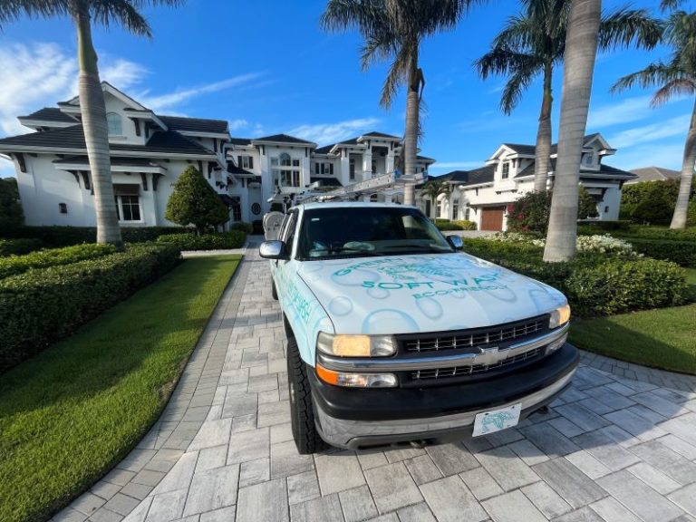 Image of the green Turtle Soft Wash Truck.